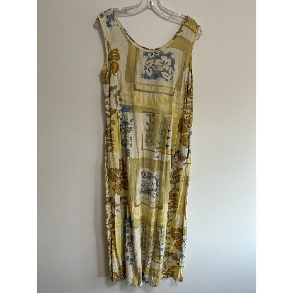 Jams World Vintage Empire waist Midi Dress Size S Yellow Hawaiian‎ Floral